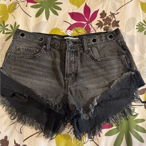 We The Free Charcoal Frayed Jean Shorts